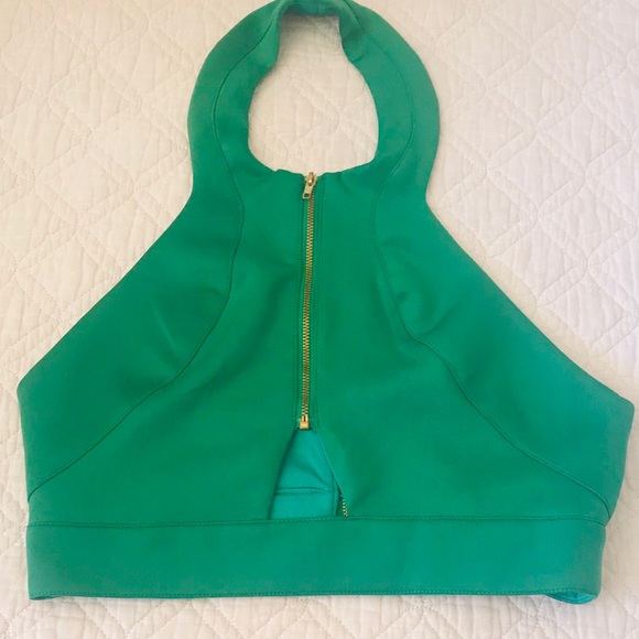 Tops - 🛍Cropped Brilliant Green Halter Top